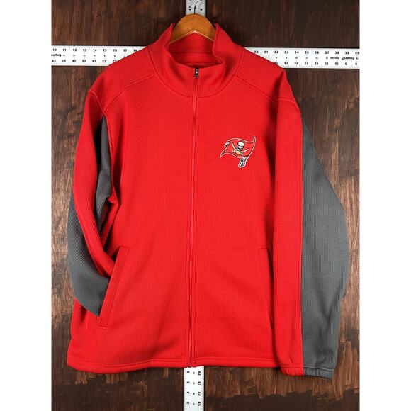 Tampa Bay Buccaneers NFL Fleece Thermal‎ Style Full Zip Hoodie Red Gray 2XL XXL - Picture 1 of 6